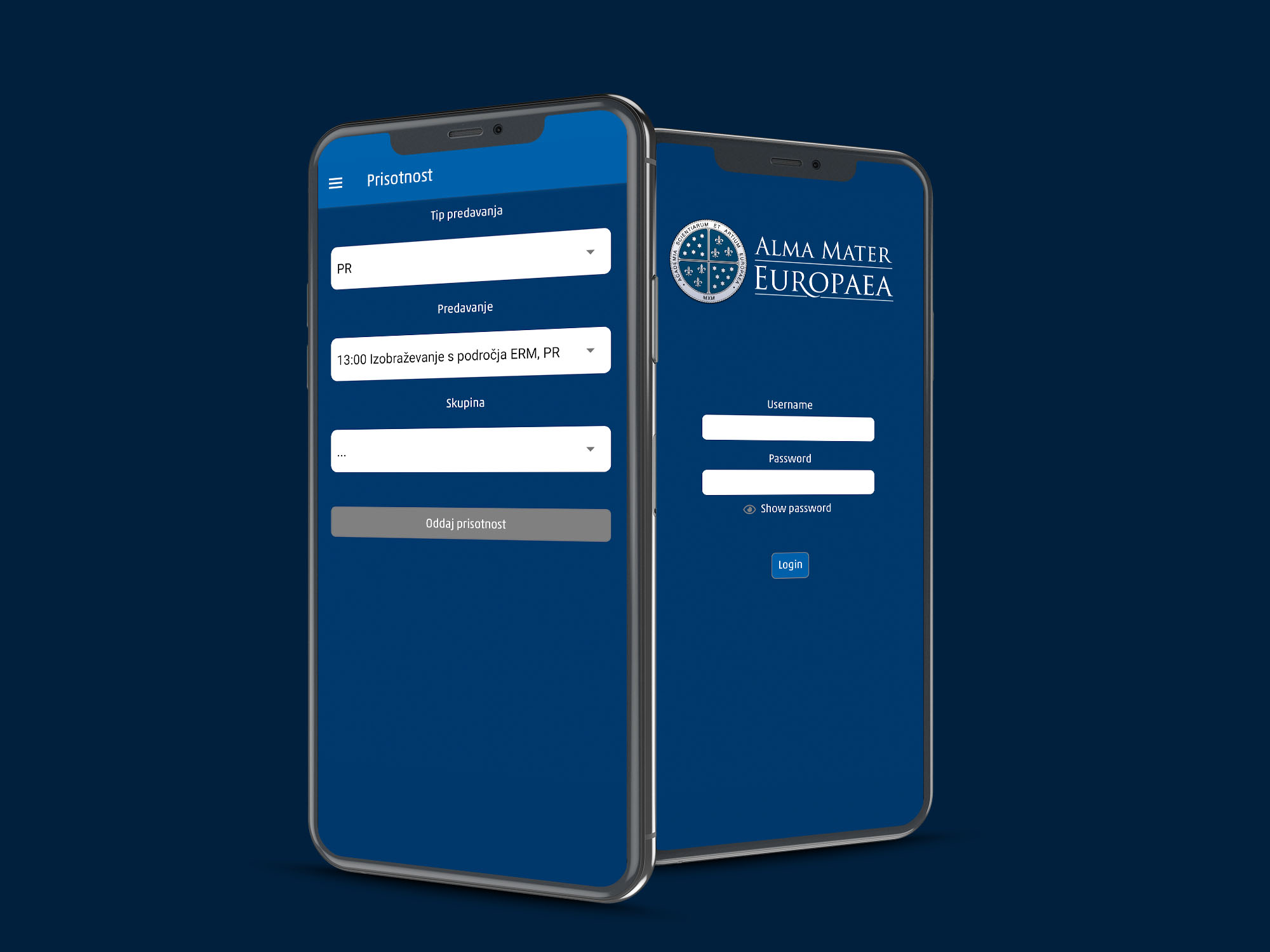 Alma Mater attendance app on mobile